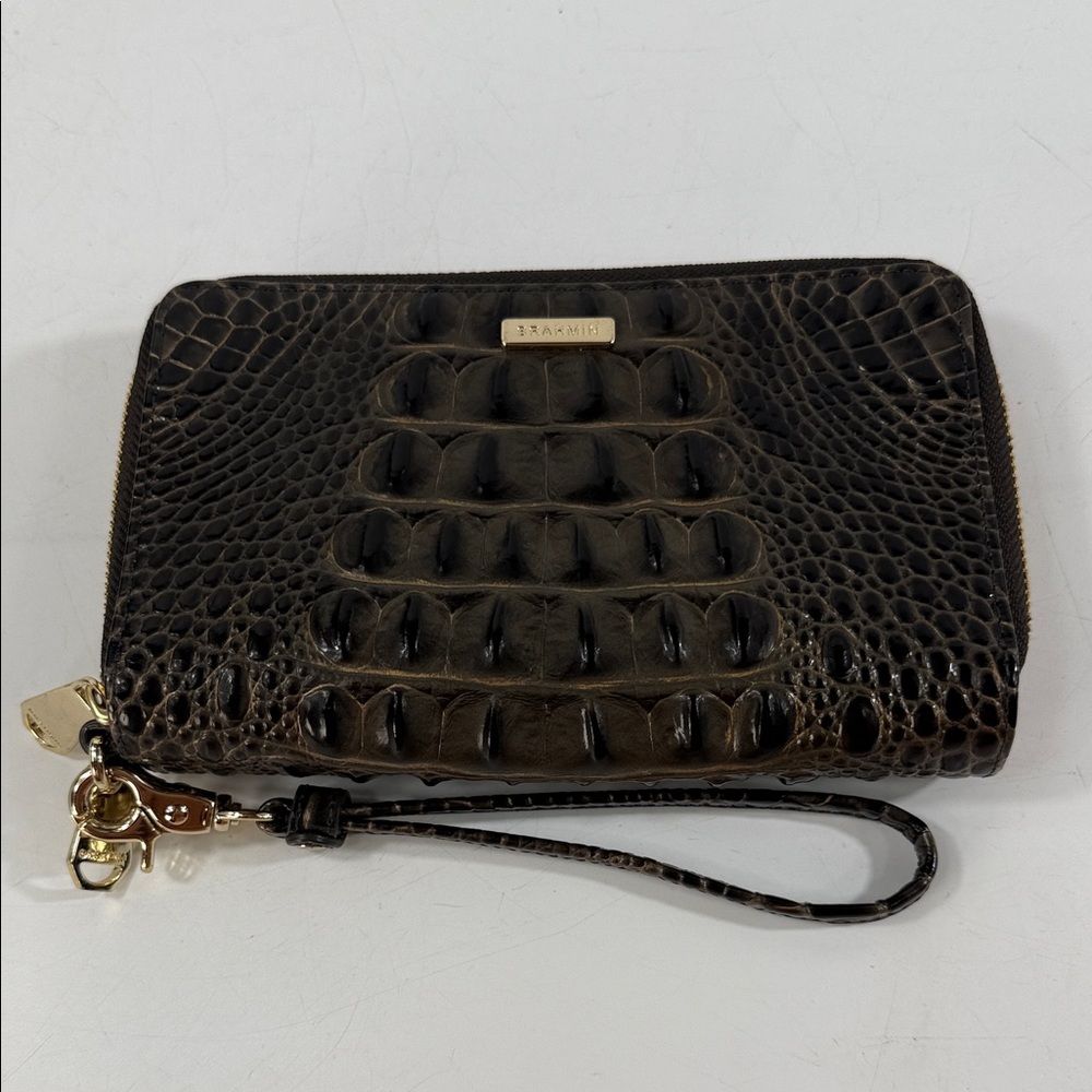 Brahmin Dark Brown Embossed Clutch/wristlet